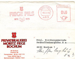 Germania,  Affrancatura Meccanica Rossa, Bochum, 16/3/1978 - Fiege Pils  Germany Deutschland Ema Meter Am - Birre