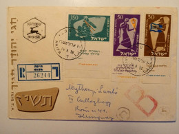 V0668  Israel 1956 FDC  -  Music - Musical Instruments  - Registered Cover HAIFA  Sent  To Hungary Csillaghegy - Cartas & Documentos
