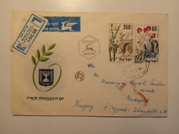 V0669    Israel 1954 FDC   - Registered Cover  PARDES HANA    Sent  To Hungary Újpest - Cartas & Documentos
