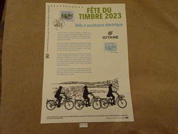 2023 DOCUMENT 1,16 EURO " FÊTE DU TIMBRE 2023 VÉLO À ASSISTANCE ÉLECTRIQUE " OBLITÉRATION 1ER JOUR 11.03.2023 PARIS - Documents De La Poste