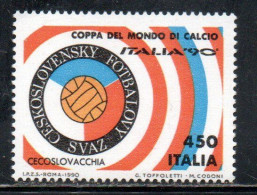 ITALIA REPUBBLICA ITALY REPUBLIC 1990 COPPA DEL MONDO DI CALCIO SOCCER WORLD CUP CECOSLOVACCHIA ITALIA 90 LIRE 450 MNH - 1981-90:  Nuevos