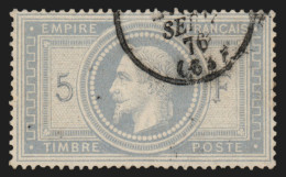 N°33a, Napoléon Lauré, 5fr GRIS-BLEU, Oblitération Légère - SUPERBE D'ASPECT - 1863-1870 Napoléon III Con Laureles