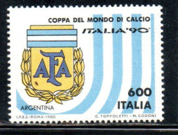 ITALIA REPUBBLICA ITALY REPUBLIC 1990 COPPA DEL MONDO DI CALCIO 90 SOCCER WORLD CUP ARGENTINA LIRE 600 MNH - 1981-90:  Nuevos