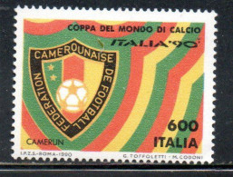 ITALIA REPUBBLICA ITALY REPUBLIC 1990 COPPA DEL MONDO DI CALCIO 90 SOCCER WORLD CUP  CAMERUN CAMEROUN LIRE 600 MNH - 1981-90: Ungebraucht