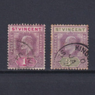 ST VINCENT 1902, SG #76-80, Part Set, Wmk Crown CA, KEVII, Used - St.Vincent (...-1979)