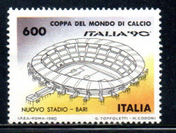 ITALIA REPUBBLICA ITALY REPUBLIC 1990 COPPA DEL MONDO DI CALCIO 90 SOCCER WORLD CUP NUOVO STADIO BARI LIRE 600 MNH - 1981-90: Ungebraucht