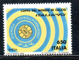 ITALIA REPUBBLICA ITALY REPUBLIC 1990 COPPA DEL MONDO DI CALCIO 90 SOCCER WORLD CUP SVEZIA SWEDEN LIRE 650 MNH - 1981-90: Ungebraucht
