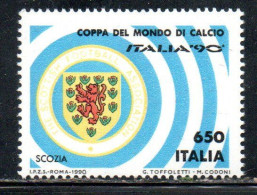 ITALIA REPUBBLICA ITALY REPUBLIC 1990 COPPA DEL MONDO DI CALCIO 90 SOCCER WORLD CUP SCOZIA SCOTLAND LIRE 650 MNH - 1981-90: Ungebraucht