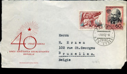 Cover Front From Prague To Bruxelles, Belgium - Storia Postale