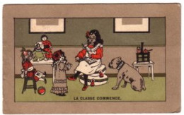 Collection Chromo Chicoree Jh Lervilles La Classe Commence Poupee Bouledogue Chien Poupees Circa 1900 - Thee & Koffie