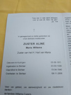 Doodsprentje Maria Willems / Kuringen 3/9/1911 Berlaar 9/11/2000 ( Zuster Aline /Zuster Van Het H.Hart Van Maria ) - Godsdienst & Esoterisme