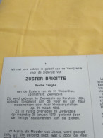 Doodsprentje Bertha Tanghe / Zwevezele 25/12/1886 - 29/1/1973 ( Zuster Brigitte V/d H. Vincentius ) - Godsdienst & Esoterisme