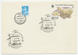 Cover / Postmark Russia 1988 WWF - Lighthouse - Arctic Expeditions