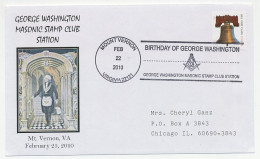 Cover / Postmark USA 2010 George Washington - Masonic Stamp Club - Massoneria