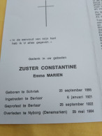 Doodsprentje Emma Marien / Schriek 20/9/1895 Nyborg ( Den.) 29/5/1984 ( Zuster Constantine ) - Godsdienst & Esoterisme