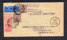INDIA - 1921- BOMBAY TO LONDON FLGHT COVER WITH BASRA  CAIRO MARK - 1911-35 King George V