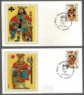 FDC Zijde/soie 1695/1698 - Genappe - Cartes à Jouer, Speelkaarten, Playing Cards - 2 Scans - 1971-1980