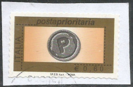 Repubblica Prioritario C.60 FALSO PASSATO PER POSTA Su Frammento Minimo - Tipo Del Unif.2984 - 2001-10: Gebraucht