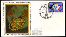 FDC Zijde/soie 1732 - Brussel/Bruxelles - Rotary International - Embleem - 1971-1980