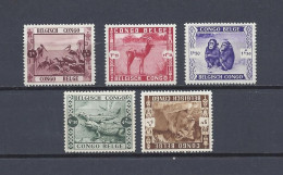 Belgian Congo (1939 Mi#185-189 COB#209-213 ZOO) MNH SuperB Cat.Val. € 90.00 - Unused Stamps