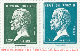 France 2024: 2 Valeurs Isolées (1.29+1.96 €) Pris Du Carnet PASTEUR Neuf ** MNH (valeur Faciale € 3.25 Euro) - Louis Pasteur