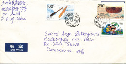 P. R. Of China Cover Sent To Denmark 3-6-1996 Topic Stamps - Lettres & Documents