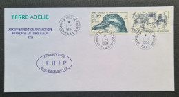 TAAF,  Timbres Numéros 189 Et PA 129 Oblitérés De Terre Adélie Le 1/1/1994. - Briefe U. Dokumente