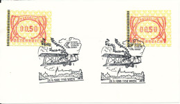 Austria Card With ATM Labels Flugpostphila 98 Wien 26-9-1998 - Storia Postale