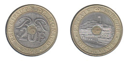 Monaco  20 Francs 1995, Rainier Lll, KM# 165, Gad# 161, 20 F, 20F, - 1960-2001 Franchi Nuovi