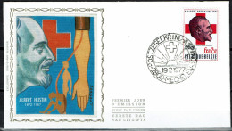 FDC Zijde/soie 1840 - Mechelen - Rode Kruis, Croix Rouge - Dr.Albert Hustin, Professor - 1971-1980