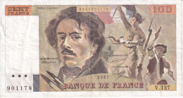 BILLETE DE FRANCIA DE 100 FRANCS DEL AÑO 1987 DE DELACROIX SERIE V (BANKNOTE) - 100 F 1978-1995 ''Delacroix''