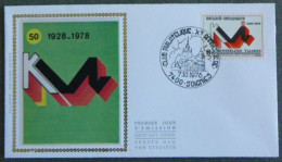 FDC Zijde/soie 1911 - Soignies - KVI, Ingenieursvereniging - 1971-1980