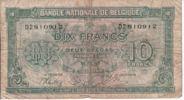 BILLETE DE BELGICA DE 10 FRANCS DEL AÑO 1943  (BANK NOTE) - 10 Francs-2 Belgas