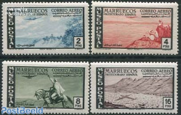 Spanish Morocco 1952 Postal Museum 4v, Mint NH, Nature - Transport - Horses - Post - Aircraft & Aviation - Art - Museums - Post