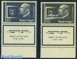 Israel 1952 Ch. Weizmann 2v, Mint NH, History - Science - Politicians - Chemistry & Chemists - Nuevos (con Tab)
