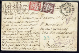 Fr. Correspondance De Tarbes Sur CPA Du 4-9-1933 Pour Bordeaux. Pas D'affranchissement, Taxe  80 Centimes. - Storia Postale