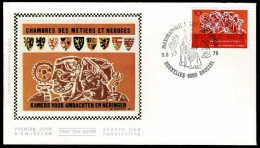 FDC Zijde/soie 1939 - Bruxelles/Brussel - Chambres Métiers Et Négoces, Negen Kamers Voor Ambachten En Neringen - 1971-1980