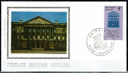 FDC Zijde/soie 1975 - Auvelais - Europese Samenwerking En Veiligheid, Paleis Der Natie - 1971-1980