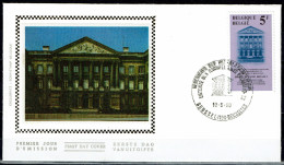 FDC Zijde/soie 1975 - Brussel/Bruxelles - Europese Samenwerking En Veiligheid, Paleis Der Natie - 1971-1980