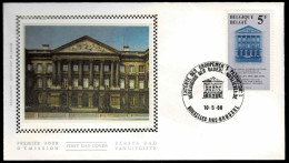 FDC Zijde/soie 1975 - Bruxelles/Brussel - Europese Samenwerking En Veiligheid, Paleis Der Natie - 1971-1980