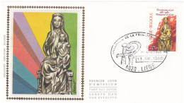 FDC Zijde/soie 1989 - Liège - Sainte-Vierge Heilige Maagd Sedes Sapientiae Millénaire Principauté De Liège - 1971-1980