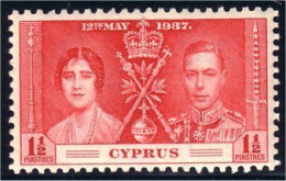 286 Cyprus 1 1/2 Coronation 1937 MH * Neuf (CYP-6a) - Unused Stamps
