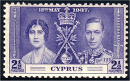 286 Cyprus 2 1/2 Coronation 1937 MH * Neuf (CYP-4) - Unused Stamps