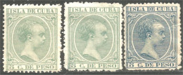 284 Cuba 1891-96 Roi King Alfonso XIII 5c 3 Couleurs Mint+no Gum (CUB-105) - Cuba (1874-1898)