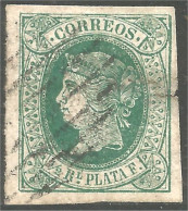 284 Cuba 1862 Queen Isabella II 1/2r Vert Green Small Tear Petite Déchirure (CUB-98) - Cuba (1874-1898)