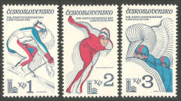 290 Czechoslovakia 1980 Lake Placid Ski Skating Patinage Bobsled Luge MNH ** Neuf SC (CZE-201) - Unused Stamps