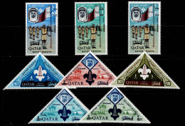 QAT-07- QATAR - 1965 - MNH - SCOUTS - RARE NEW CURRENCY OVPTD - QATAR SCOUTS - Qatar