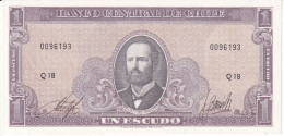 BILLETE DE CHILE DE 1 ESCUDO DEL AÑO 1962 SIN CIRCULAR (UNC) NUMEROS NEGROS (BANK NOTE) - Cile