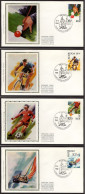 FDC Zijde/soie 2039/2042 - Kapelle-op-den-Bos - Sport - Billard, Cyclisme, Football, Yachting, Voilier - 1981-1990