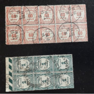 Timbres Français Taxe Recouvrements 2 Blocs 1 De 10 Et 1 De 6 (60c Et 1f) Oblitérés Sans Gomme - Sonstige & Ohne Zuordnung